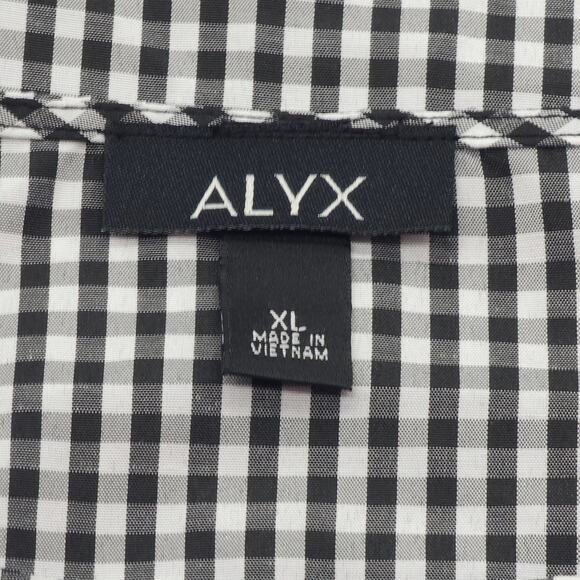 ALYX Blouse Womens XL White Black Split Bell Sleeve Checker Floral - Picture 6 of 12